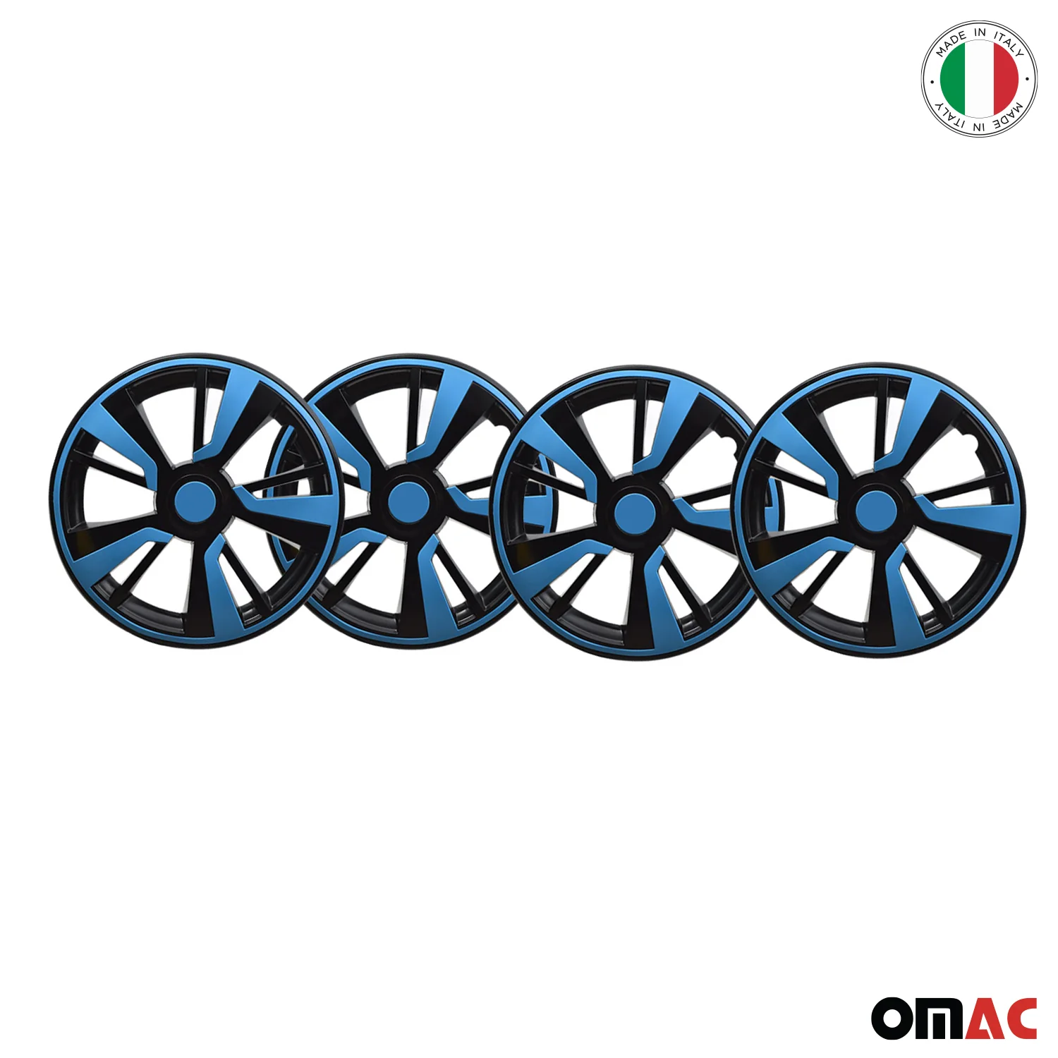 Twintone Hub Caps Wheel Cover 14" Black Matt & Blue Insert Full Set 4 pcs. - Image 6