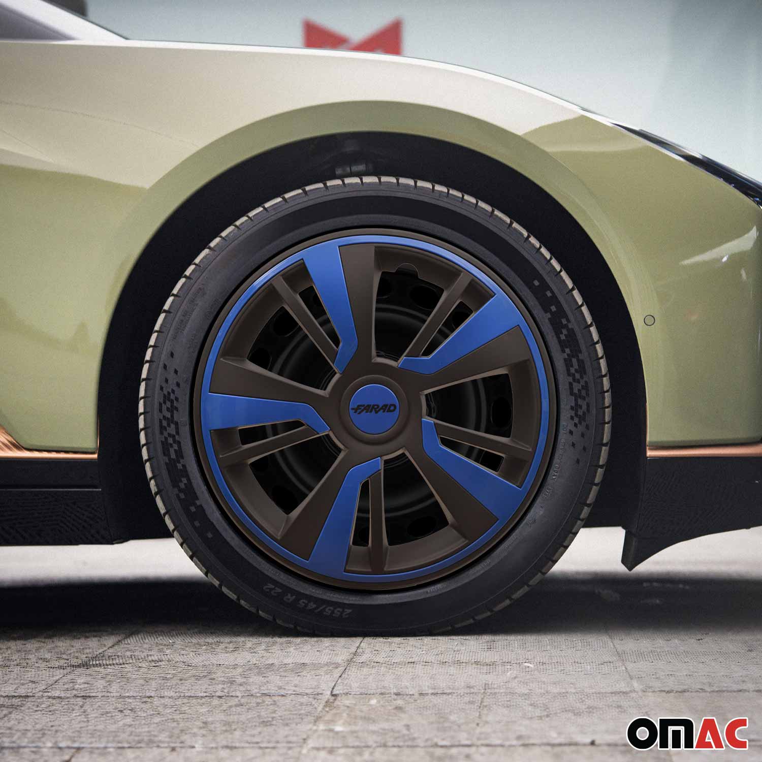 Twintone Hub Caps Wheel Cover 14" Black Matt & Dark Blue Insert Full Set 4 pcs. - Image 2
