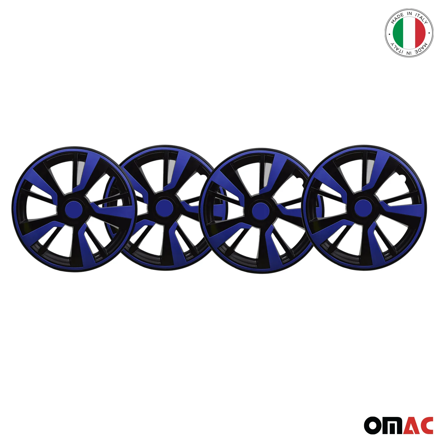 Twintone Hub Caps Wheel Cover 14" Black Matt & Dark Blue Insert Full Set 4 pcs. - Image 6