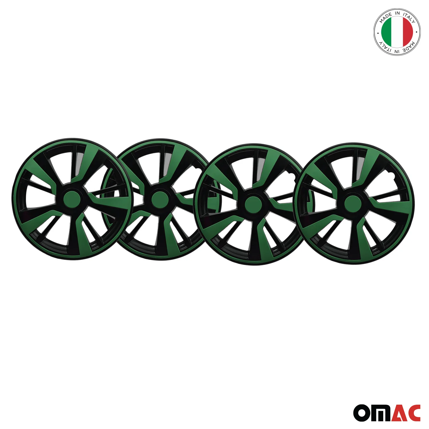 Twintone Hub Caps Wheel Cover 14" Black Matt & Green Insert Full Set 4 pcs. - Image 6