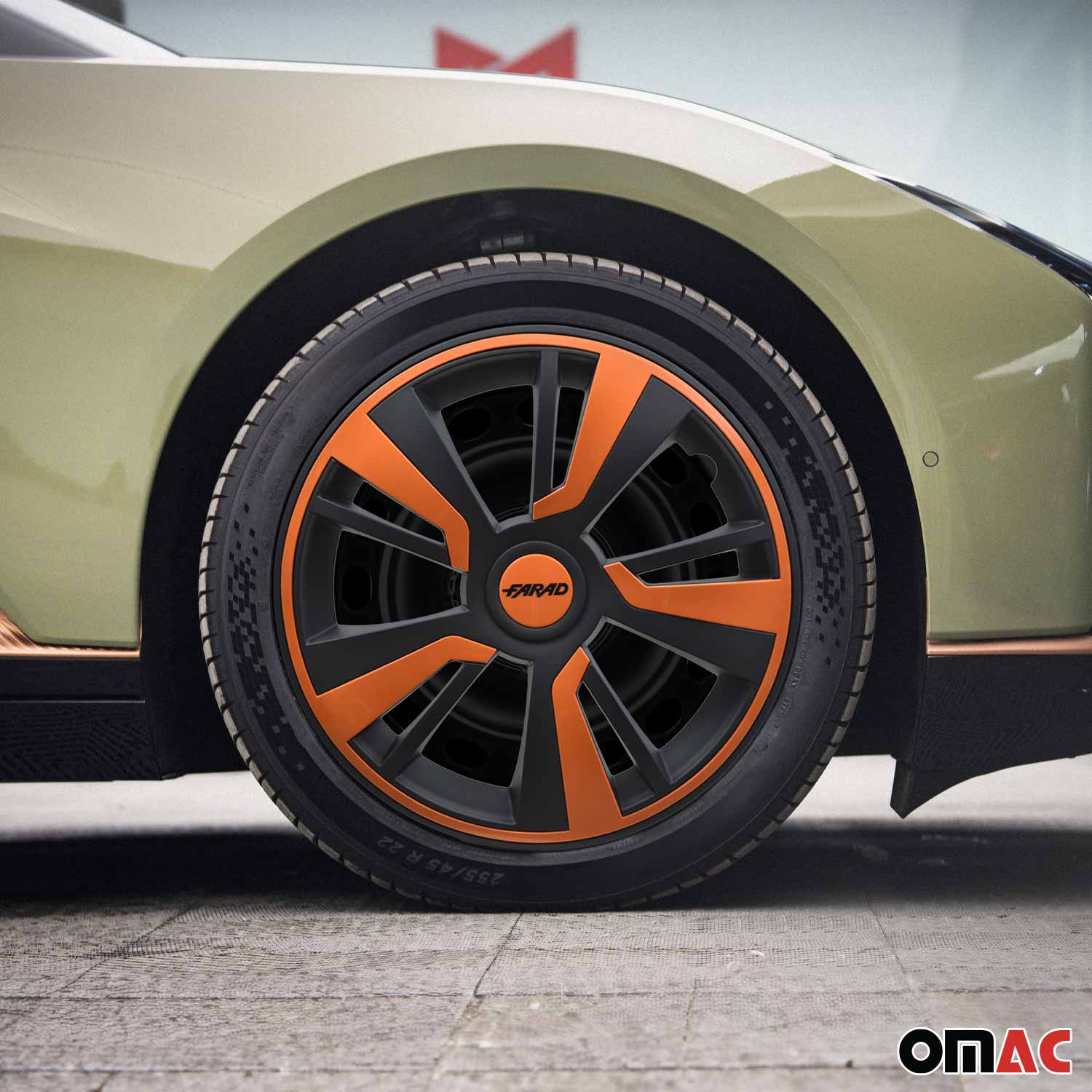 Twintone Hub Caps Wheel Cover 14" Black Matt & Orange Insert Full Set 4 pcs. - Image 2