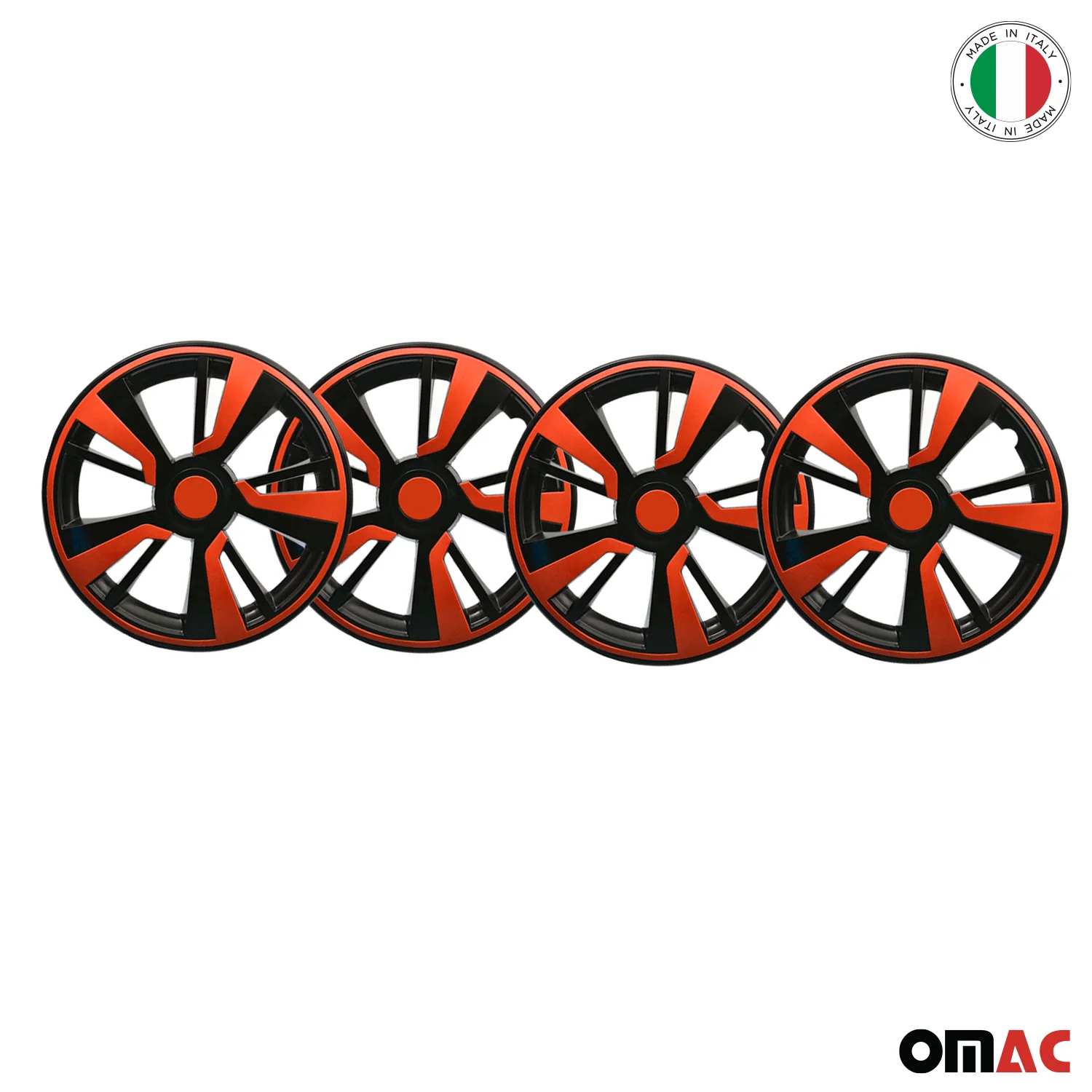 Twintone Hub Caps Wheel Cover 14" Black Matt & Orange Insert Full Set 4 pcs. - Image 6