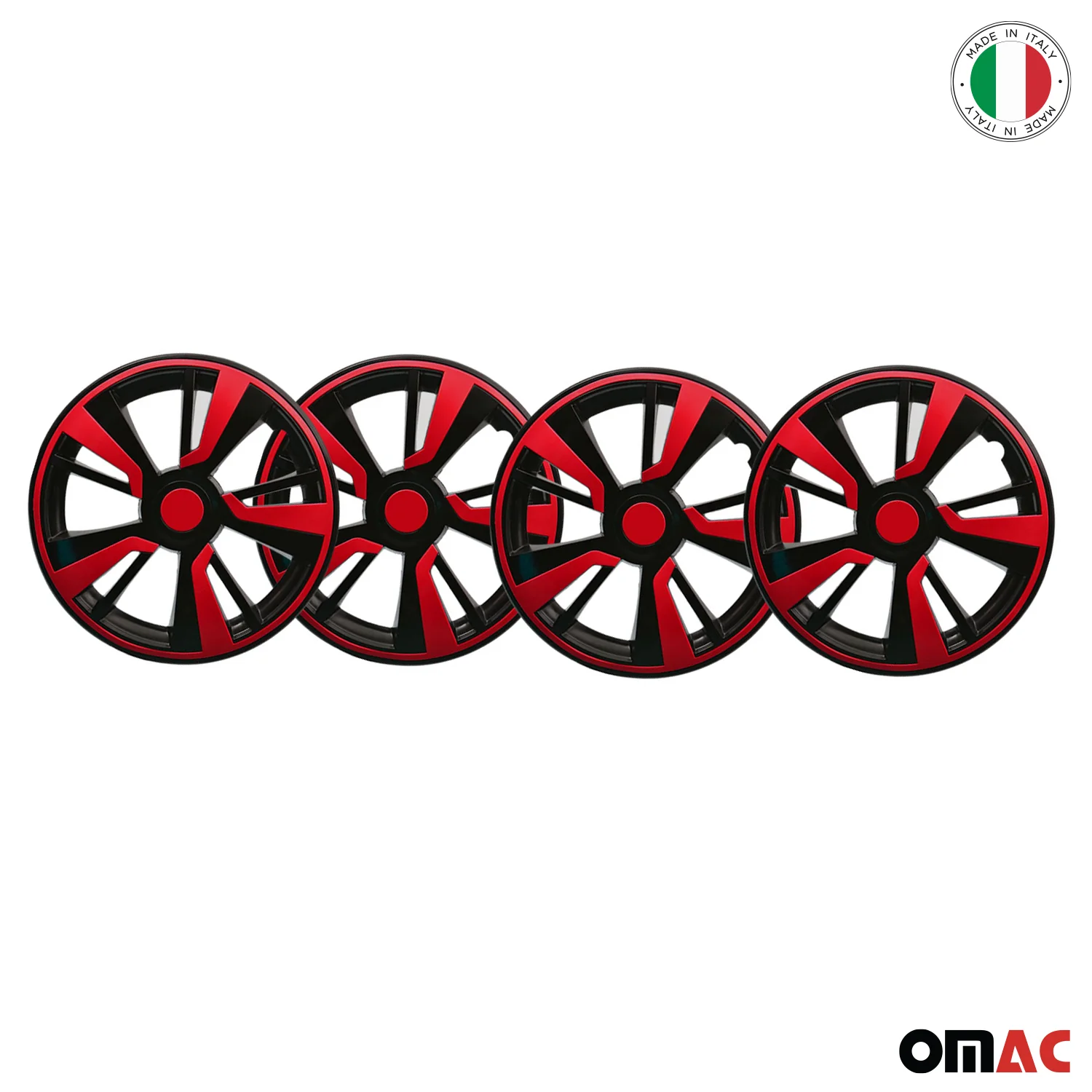 Twintone Hub Caps Wheel Cover 14" Black Matt & Red Insert Full Set 4 pcs. - Image 6