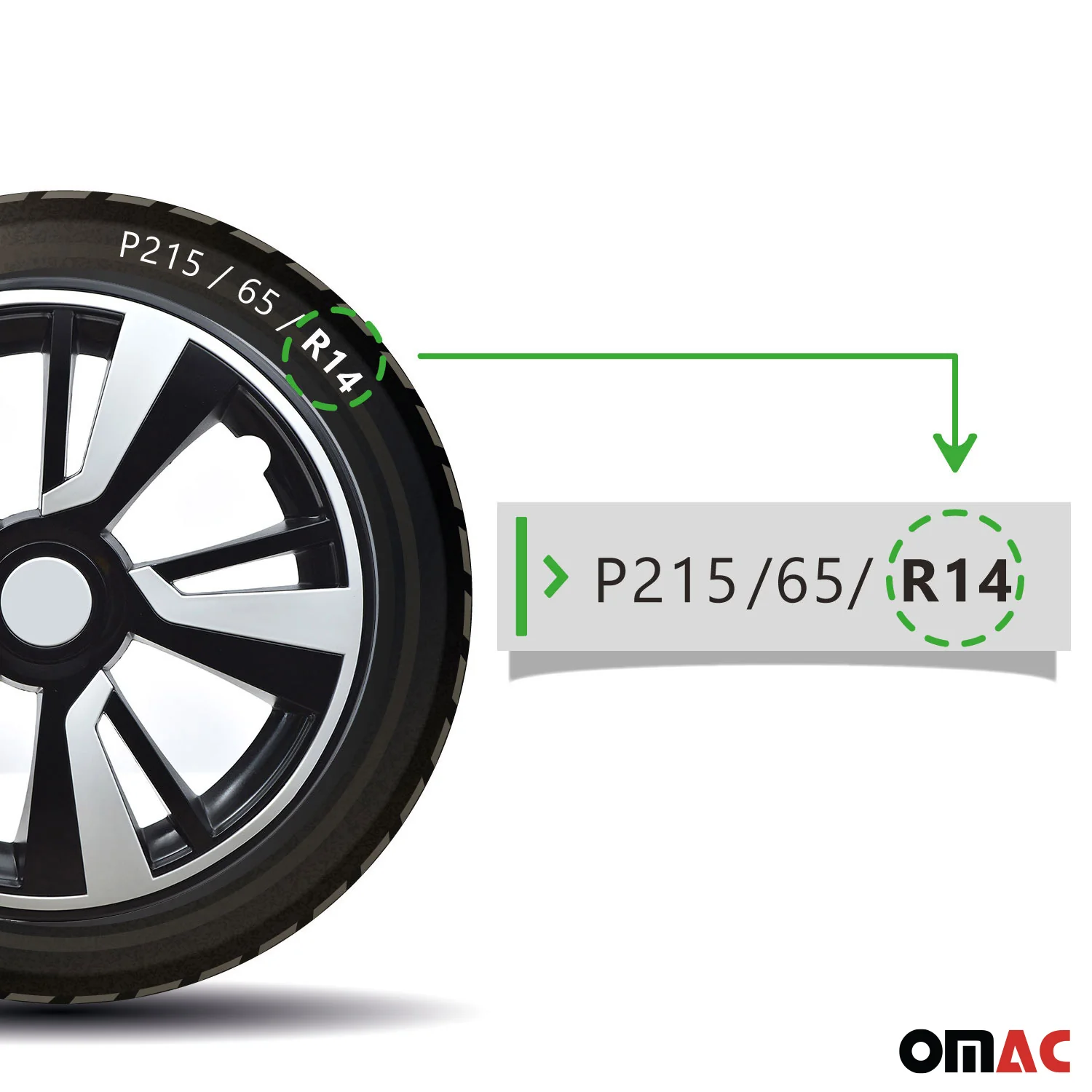 Twintone Hub Caps Wheel Cover 14" Black & White Insert Full Set 4 pcs. - Image 5