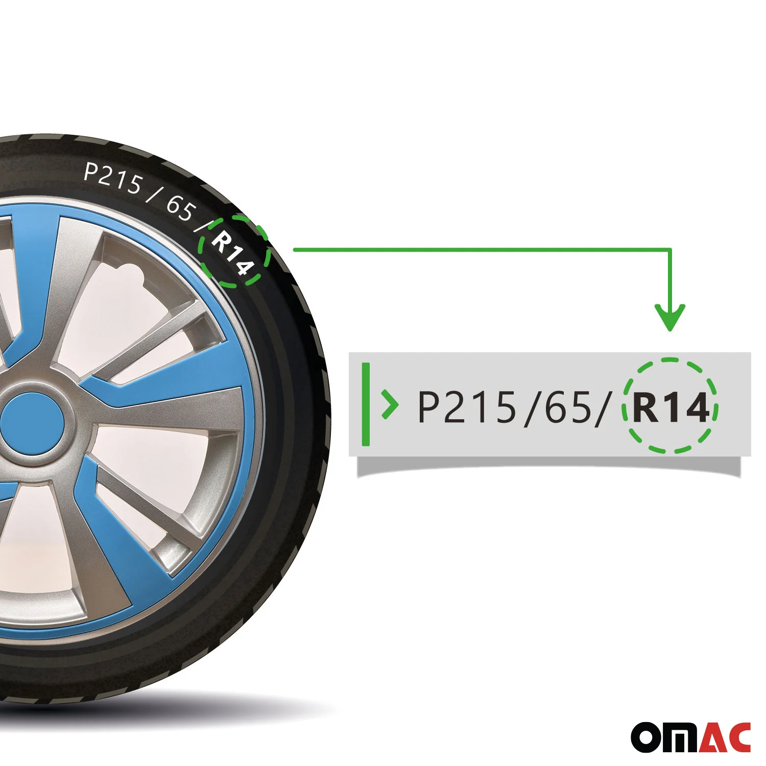 Twintone Hub Caps Wheel Cover 14" Grey & Blue Insert Full Set 4 pcs. - Image 5