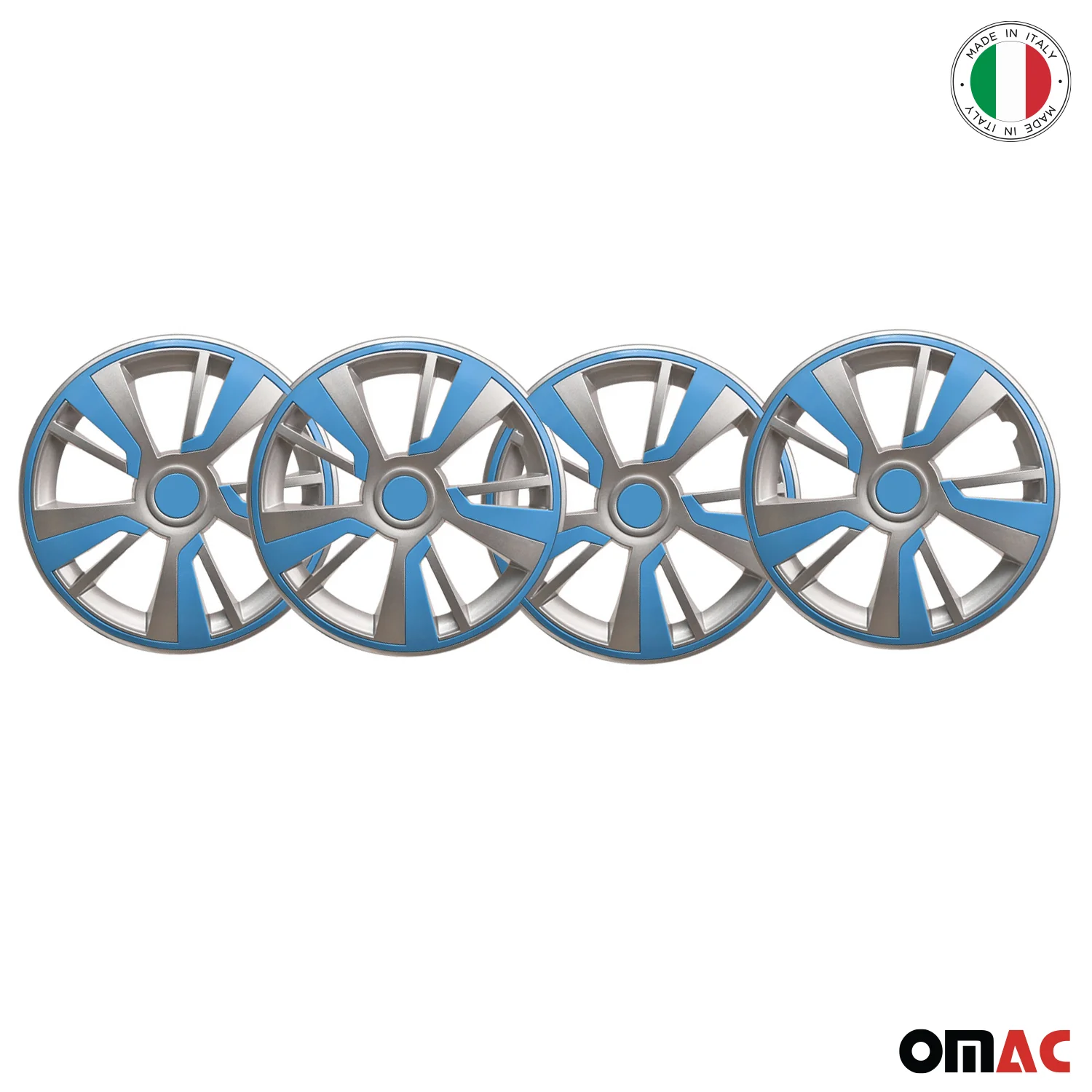 Twintone Hub Caps Wheel Cover 14" Grey & Blue Insert Full Set 4 pcs. - Image 6