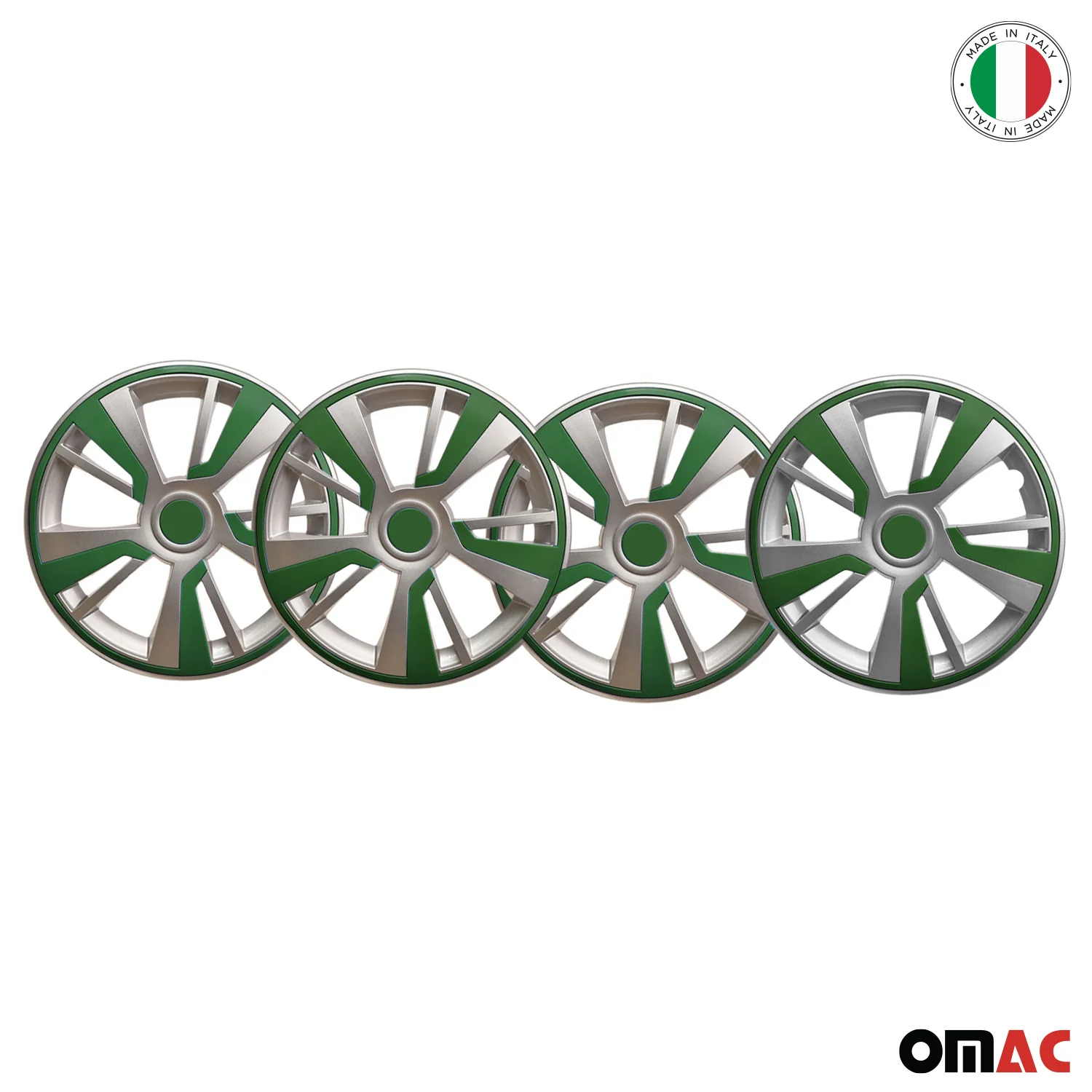 Twintone Hub Caps Wheel Cover 14" Grey & Green Insert Full Set 4 pcs. - Image 6