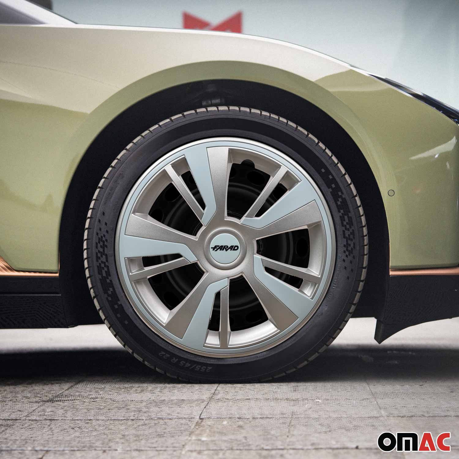 Twintone Hub Caps Wheel Cover 14" Grey & Light Blue Insert Full Set 4 pcs. - Image 2