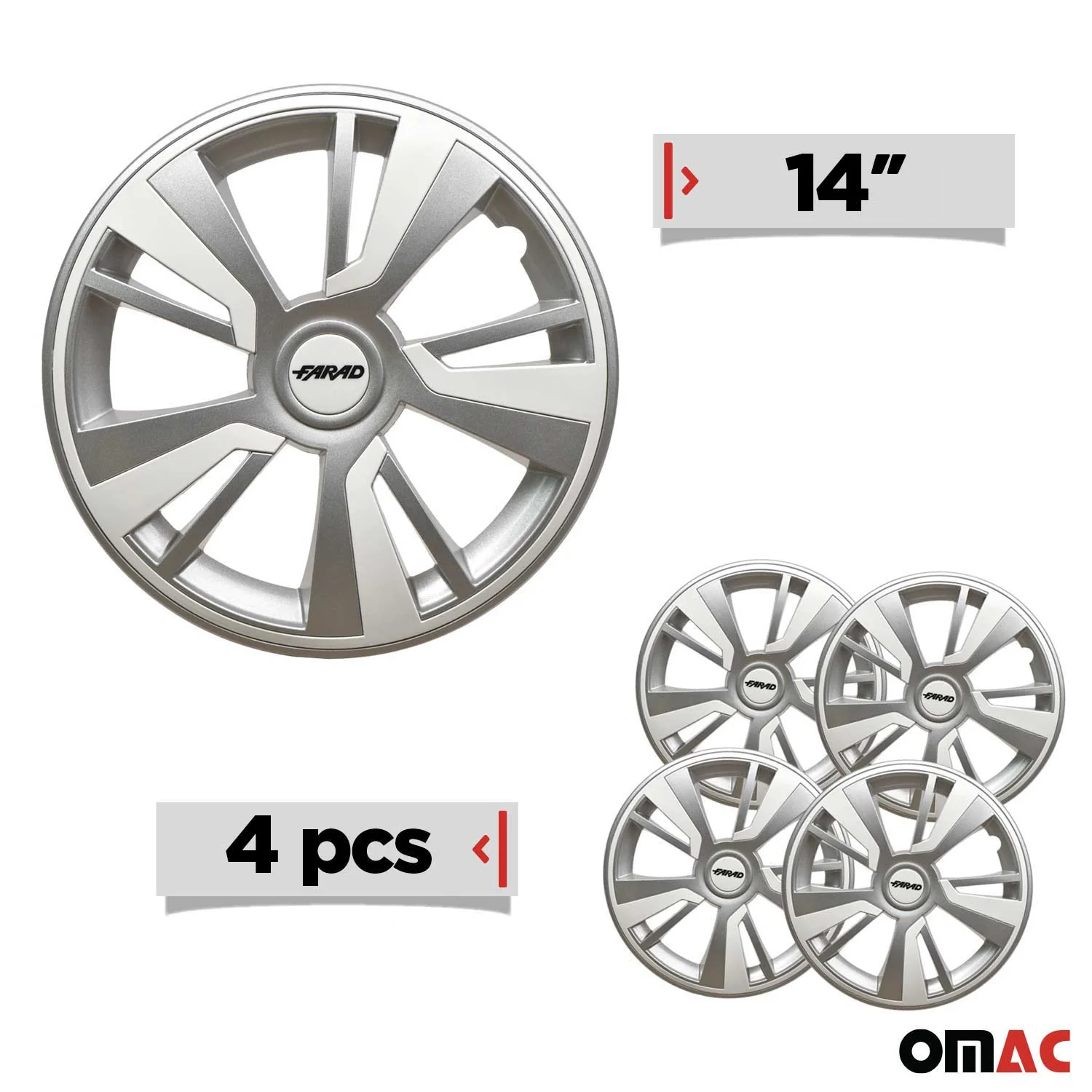 Twintone Hub Caps Wheel Cover 14" Grey & White Insert Full Set 4 pcs. - Image 5