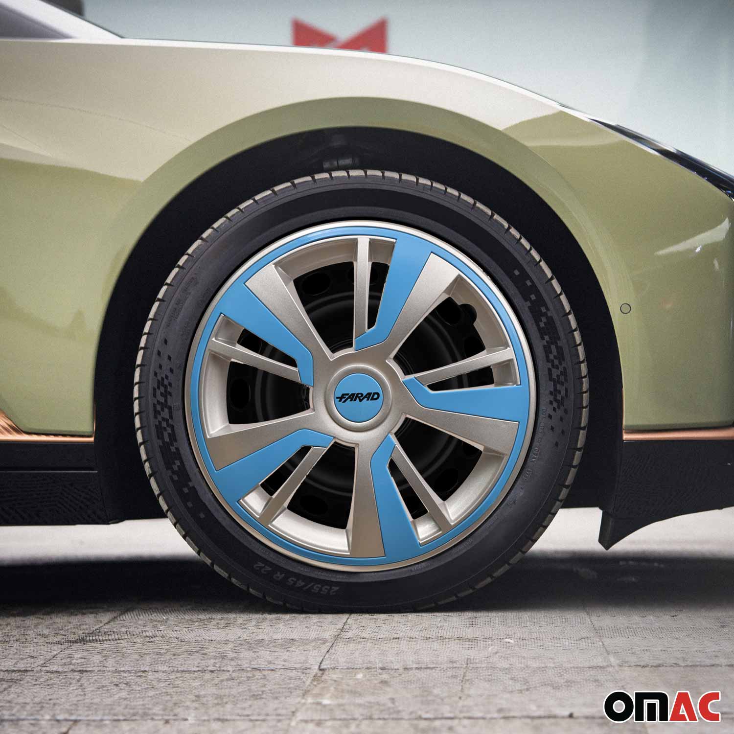 Twintone Hub Caps Wheel Cover 15" Grey & Blue Insert Full Set 4 pcs. - Image 2