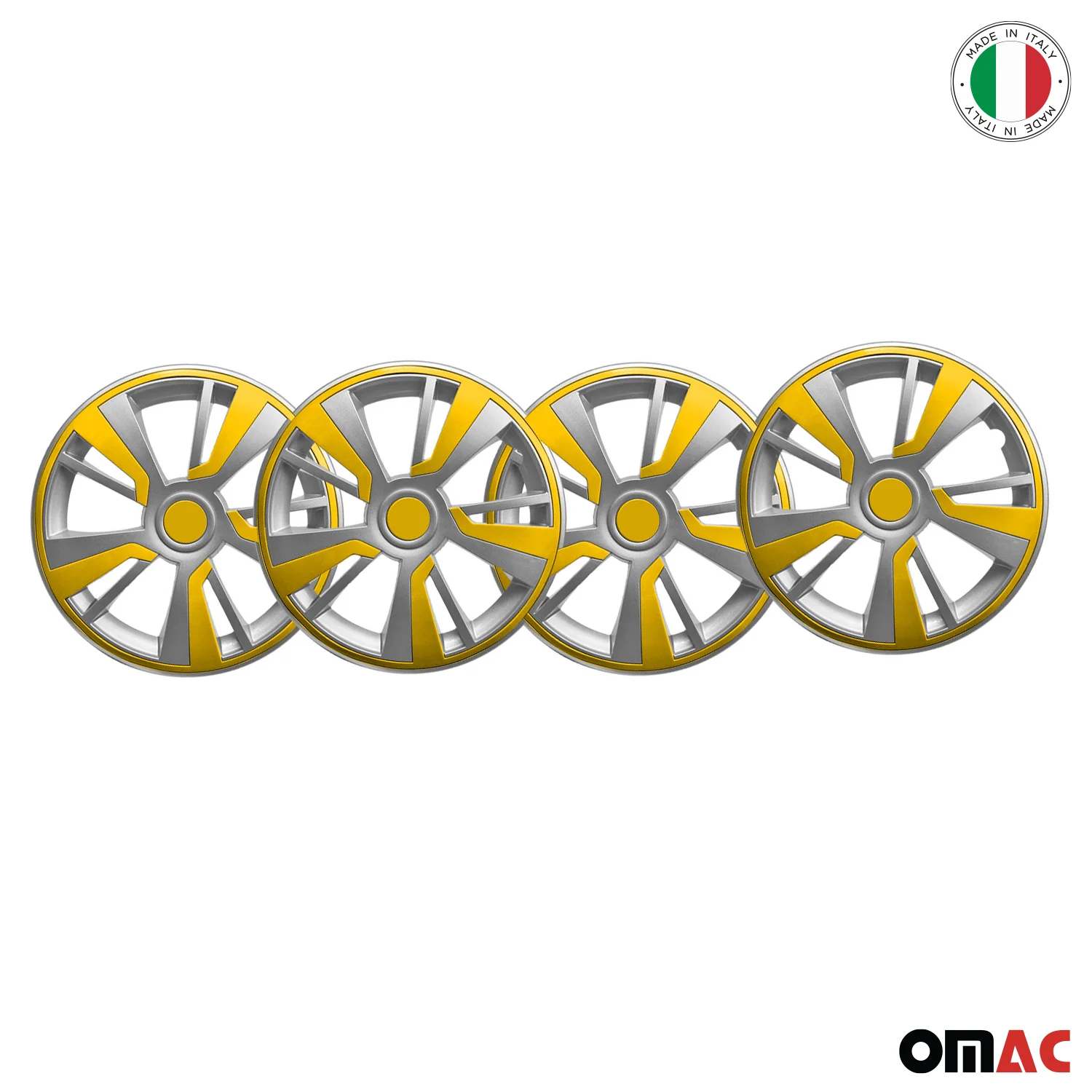 Twintone Hub Caps Wheel Cover 15" Grey & Yellow Insert Full Set 4 pcs. - Image 6