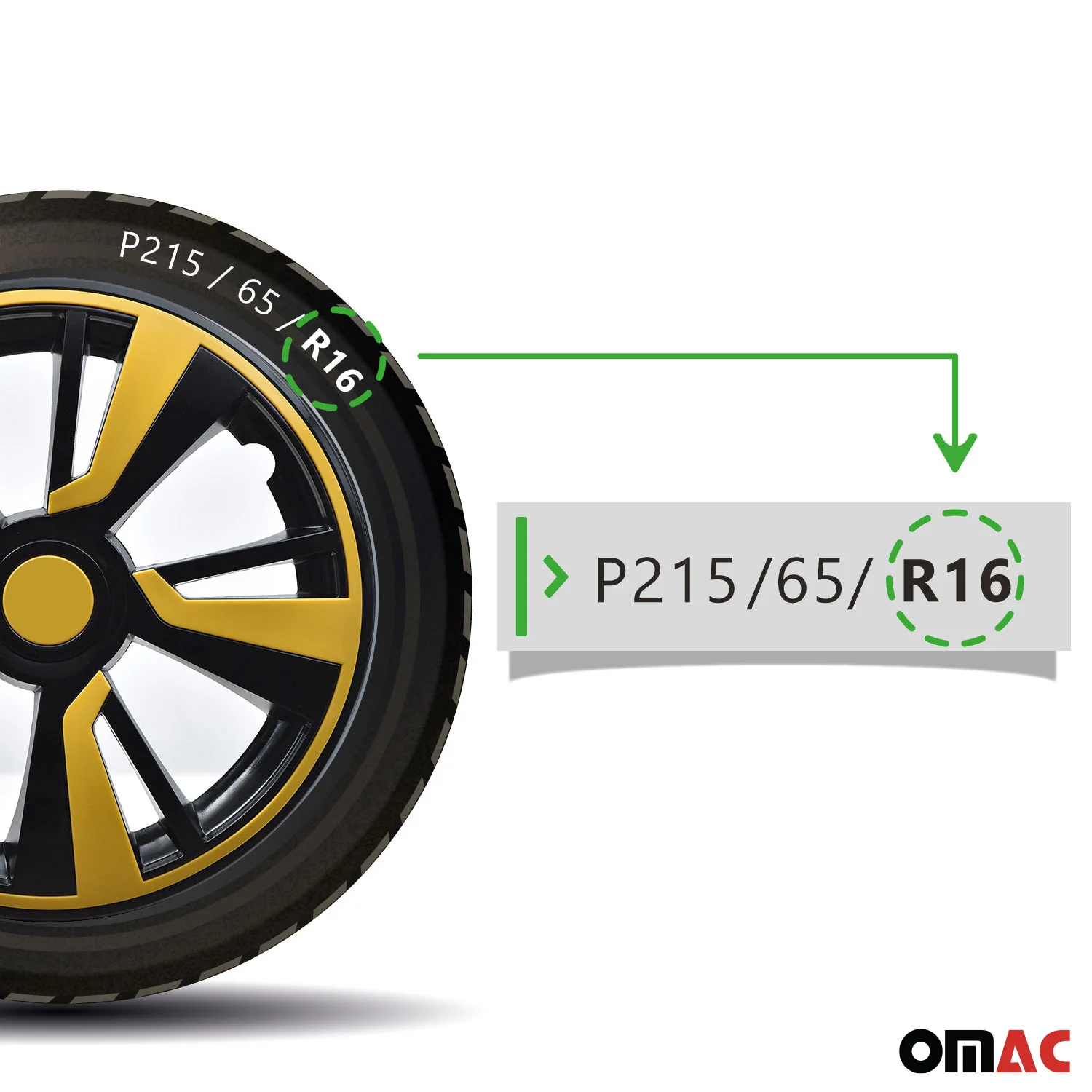 Twintone Hub Caps Wheel Cover 16" Black & Yellow Insert Full Set 4 pcs. - Image 5