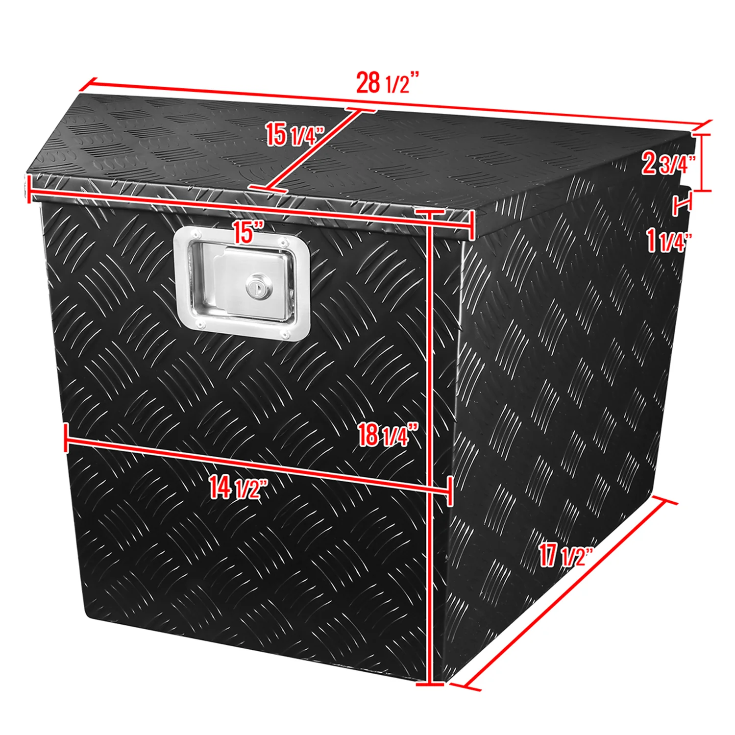 Universal 15~29" Heavy Duty Black Truck Trailer Tongue Tool Box w/ Lock & Keys - Image 2