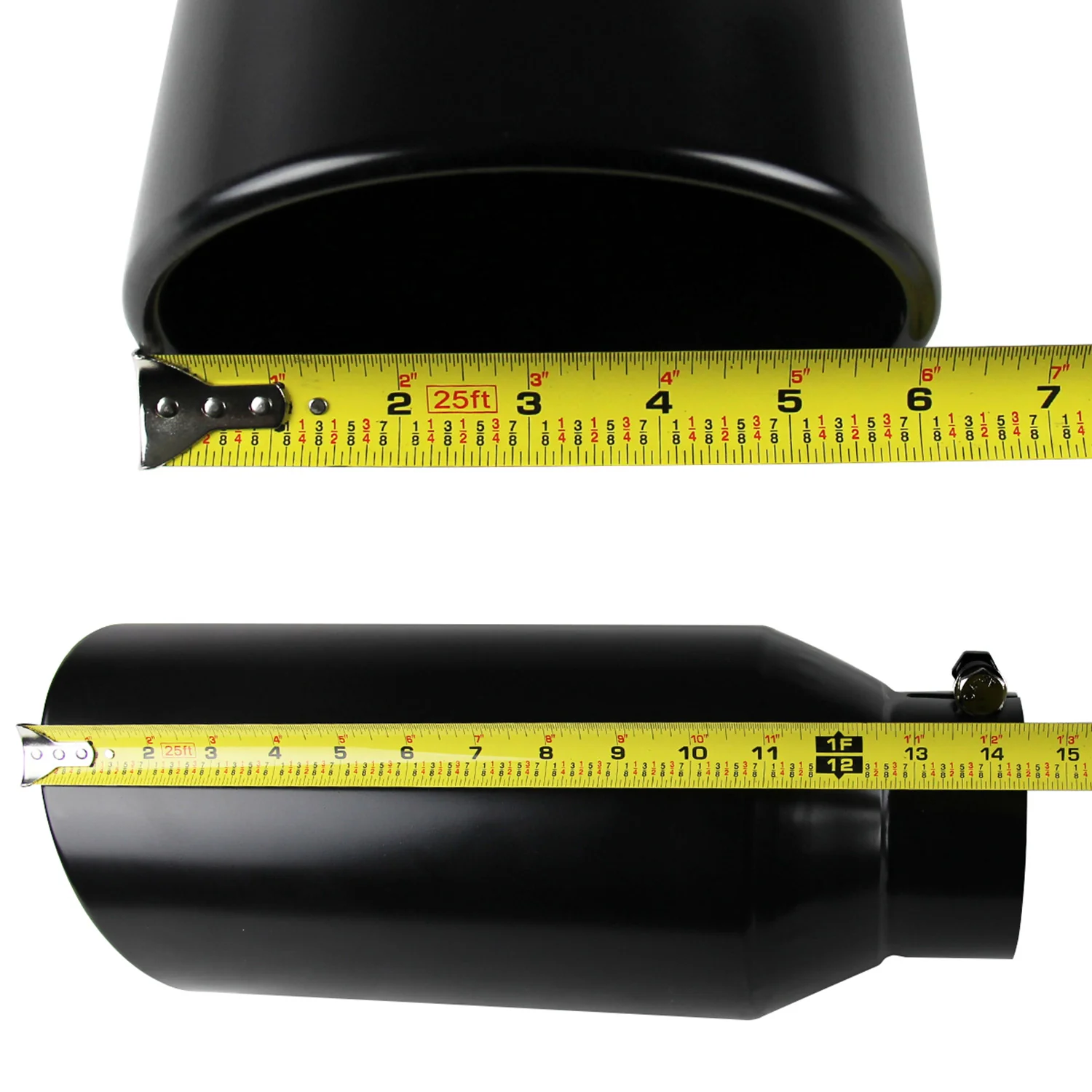 Universal 4" Inlet/6" Outlet Black Stainless Steel Bolt-On Angled Exhaust Tip - Image 2