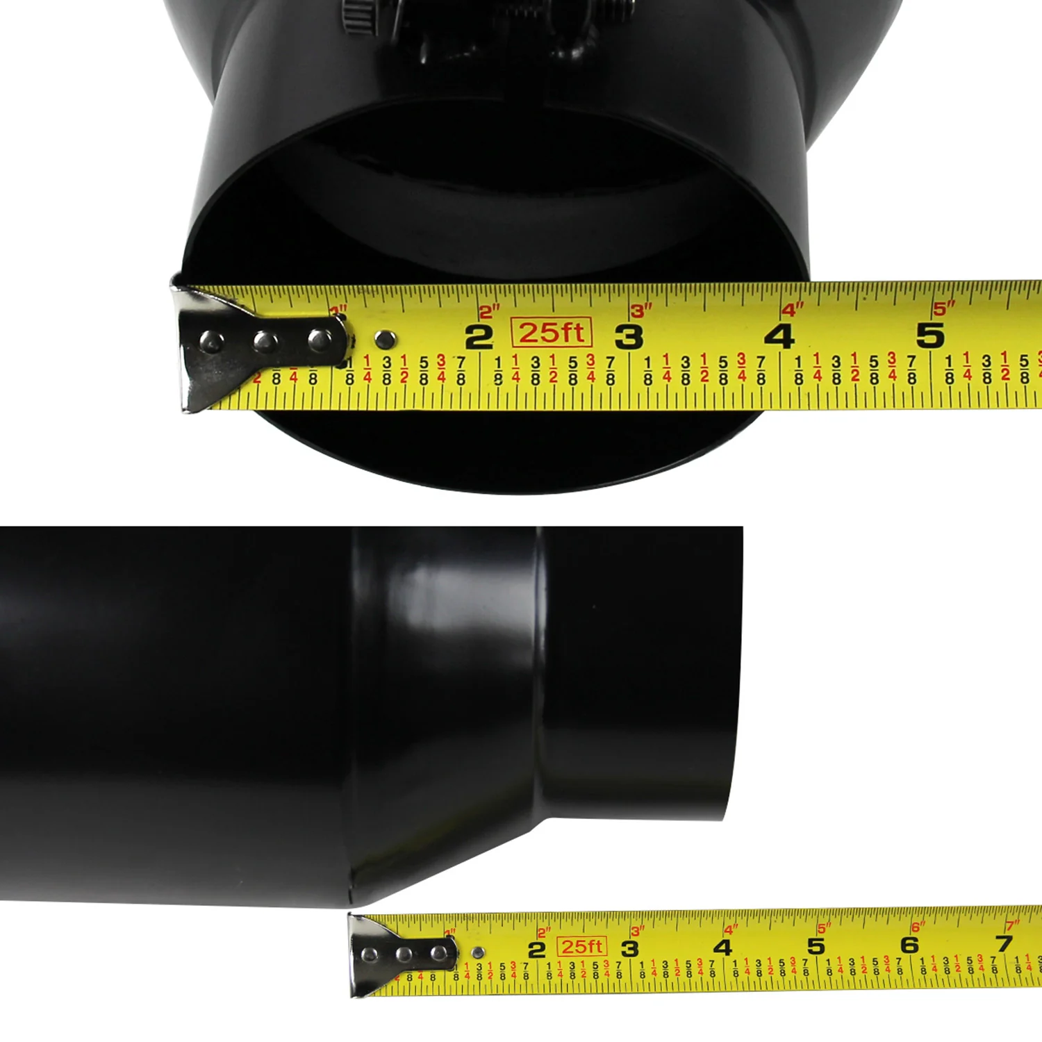 Universal 4" Inlet/6" Outlet Black Stainless Steel Bolt-On Angled Exhaust Tip - Image 3