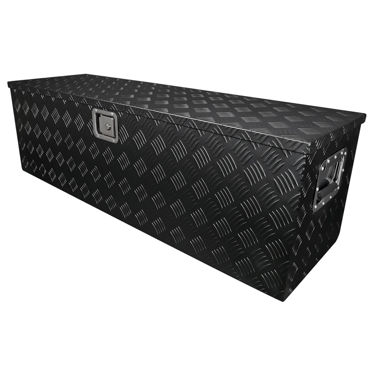 Universal 44" Heavy Duty Black Aluminum Tool Box w/ Side Handles Lock & Keys