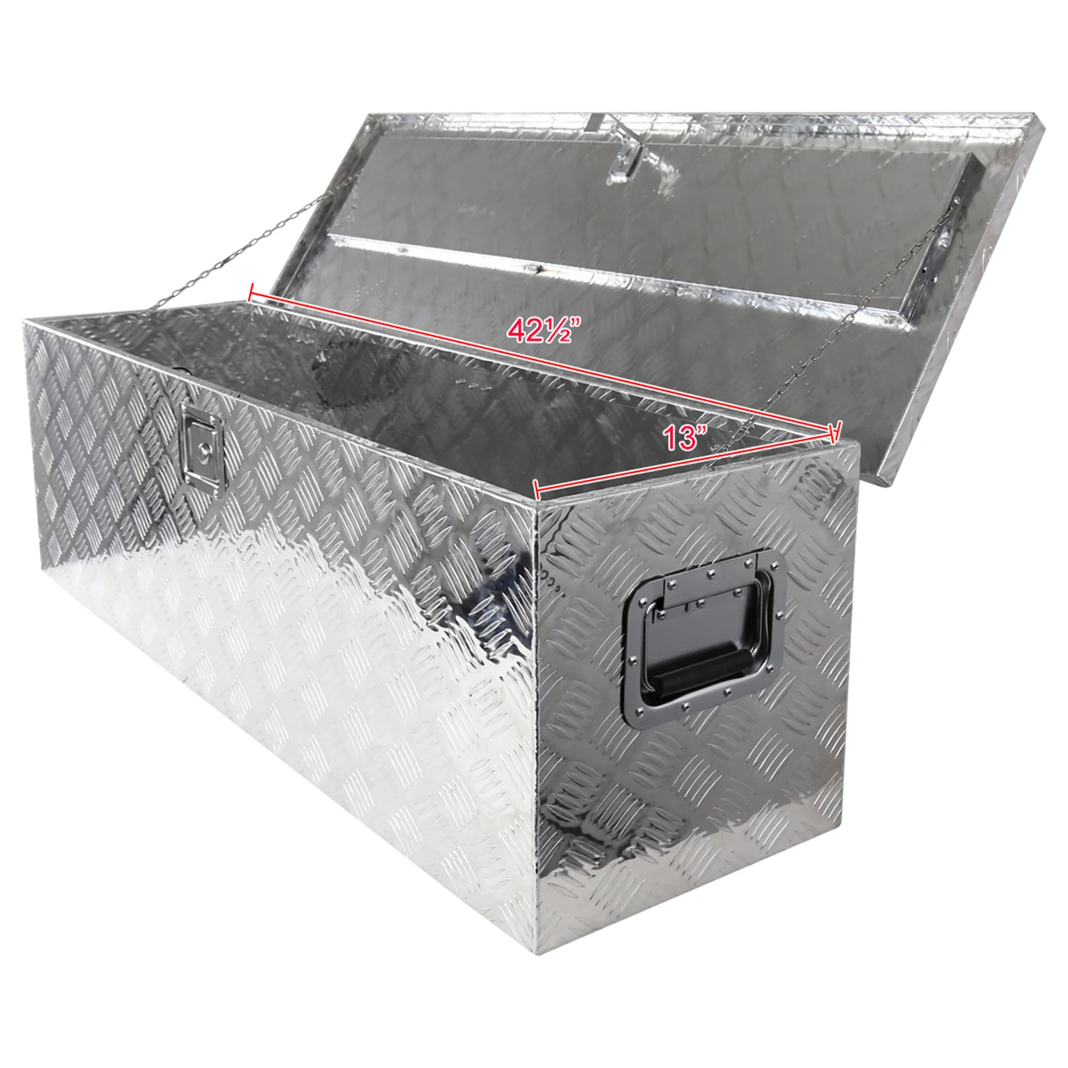 Universal 44" Heavy Duty Silver Alu Truck Tool Box w/ Side Handles Lock & Keys - Image 3