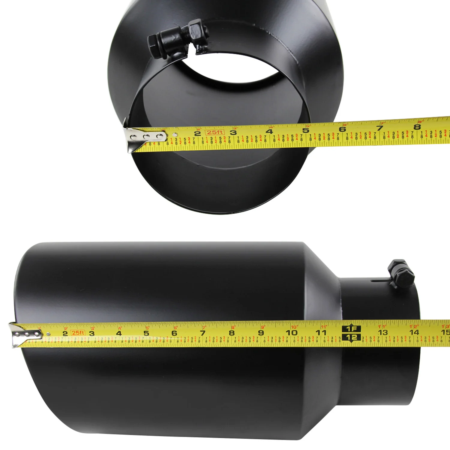 Universal 5" Inlet/8" Outlet Black Stainless Steel Bolt-On Angled Exhaust Tip - Image 3
