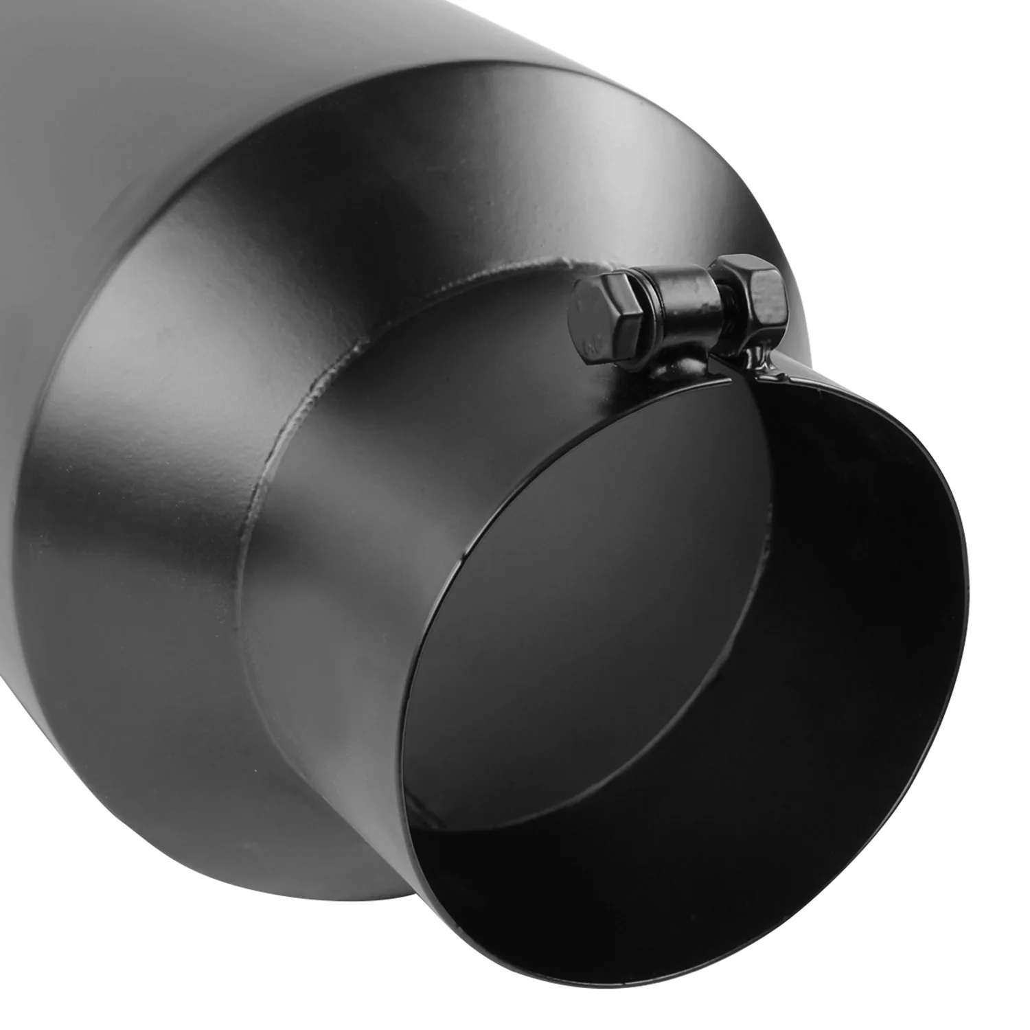 Universal 5" Inlet/8" Outlet Black Stainless Steel Bolt-On Angled Exhaust Tip - Image 4