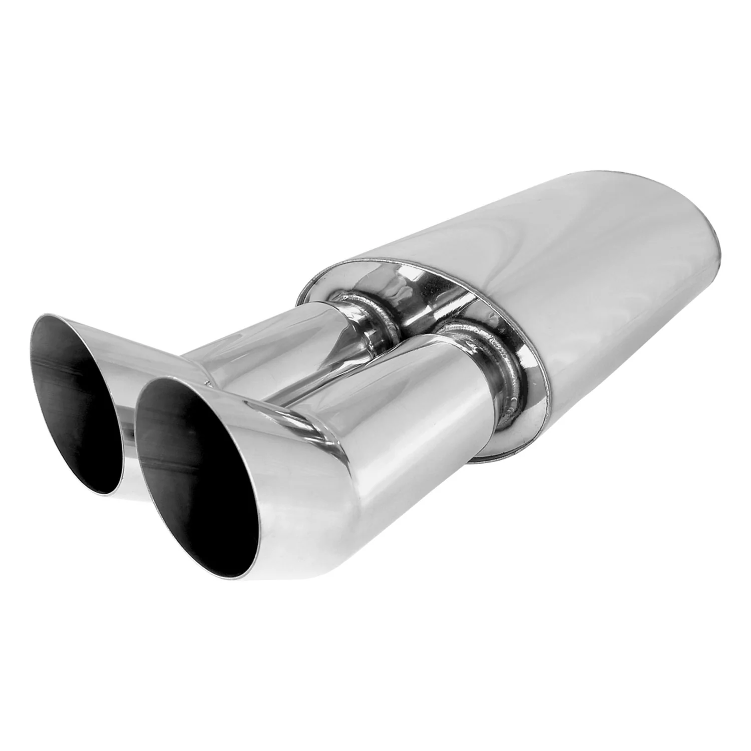 Universal DTM Style 2.5" Inlet/3" Outlet S.Steel Exhaust Muffler w/ Dual Tips - Image 2
