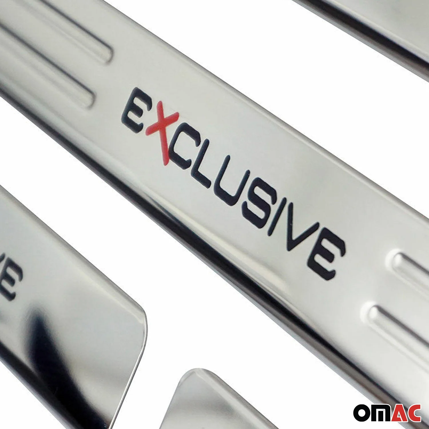 Chrome Door Sill Plate Cover Trim Exclusive Embossed 18.5" x 1.77" 4 Pcs - Image 7
