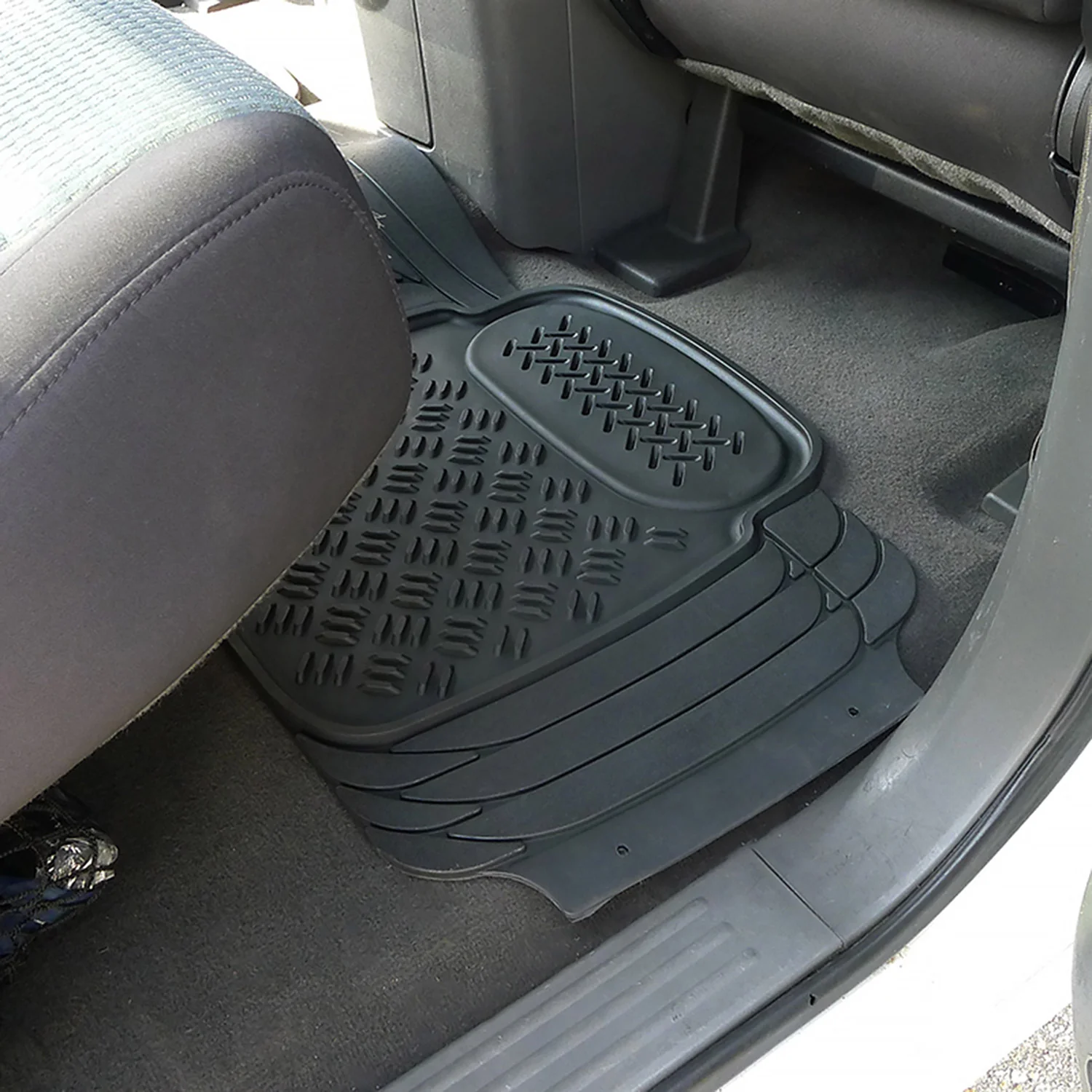 Universal fit Rubber Car Floor Mats Liner All Weather 3Pcs Black - Image 9