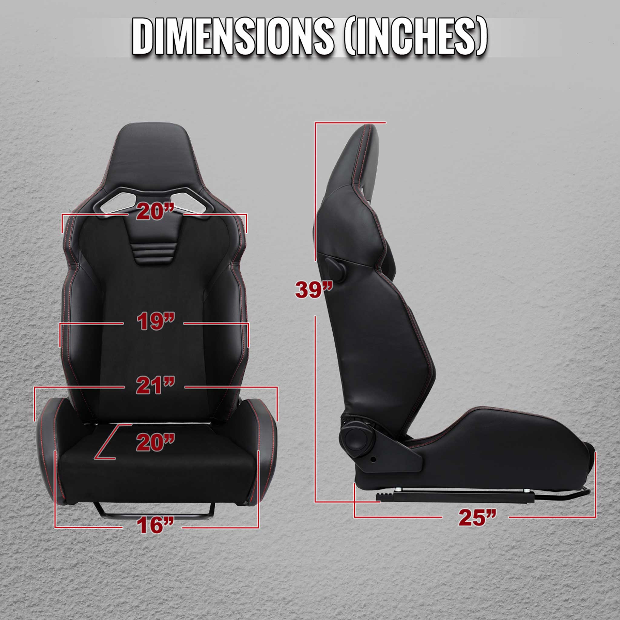 Universal Racing Seat Black Pu And Black Suede With Double Black Stitch - Image 8