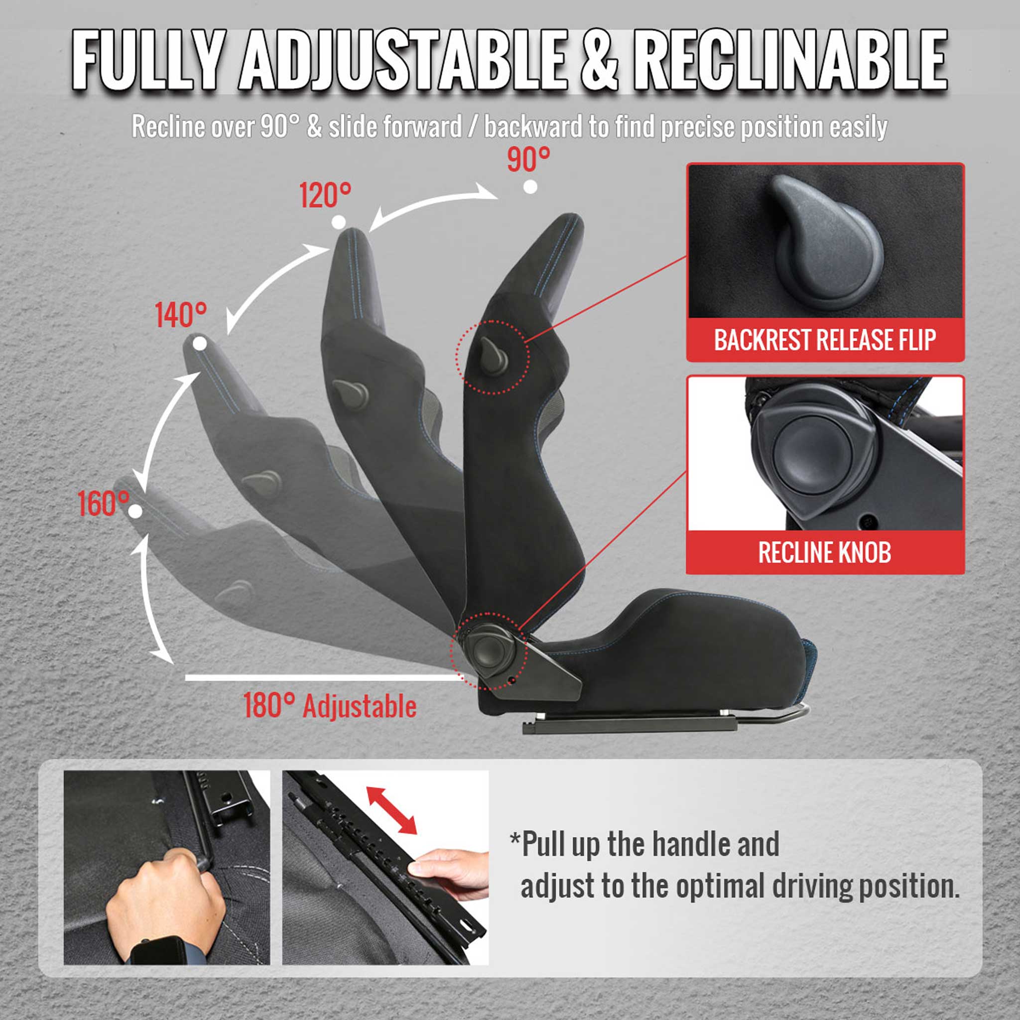Universal Racing Seat Black Suede And Blue Bird Eye/Cloth With Double Blue Stich - Image 2