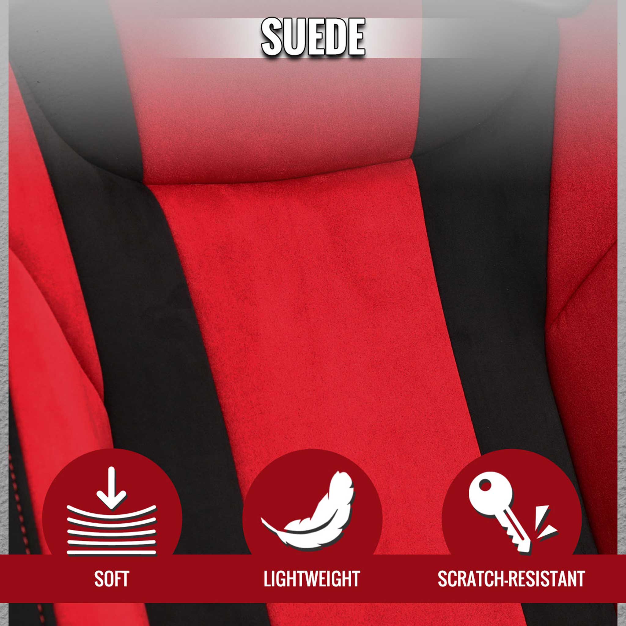 Universal Racing Seat Bright Red Black Suede With Double Red Stitch Right - Image 5