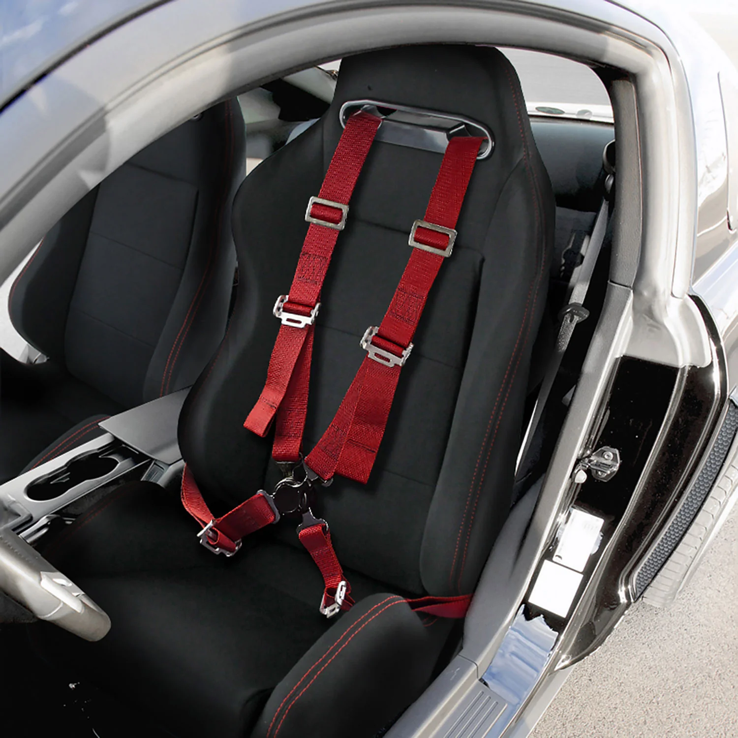 Universal Red 4 Point Quick Release Camlock Racing Seat Belt Safety Harness - Image 10