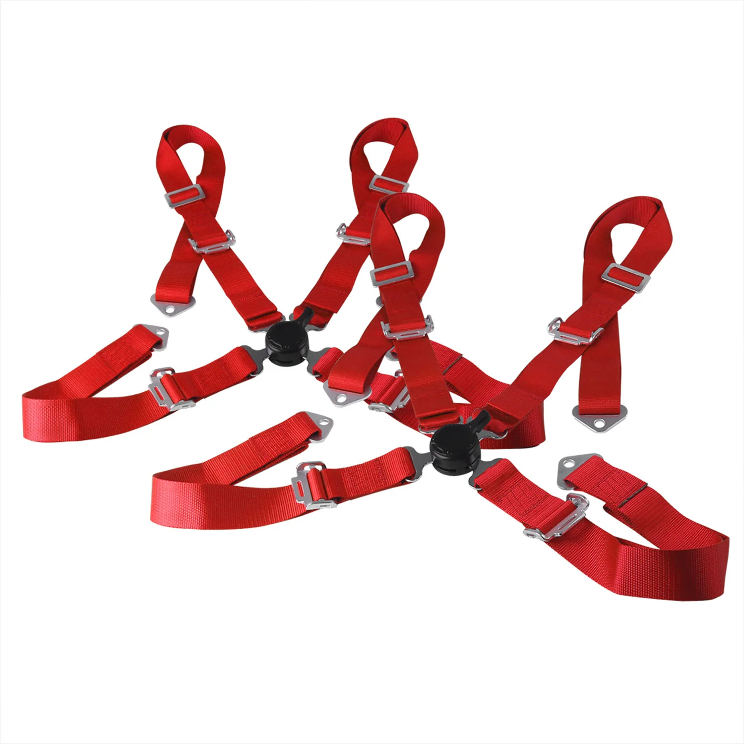 Universal Red 4 Point Quick Release Camlock Racing Seat Belt Safety Harness - Image 3