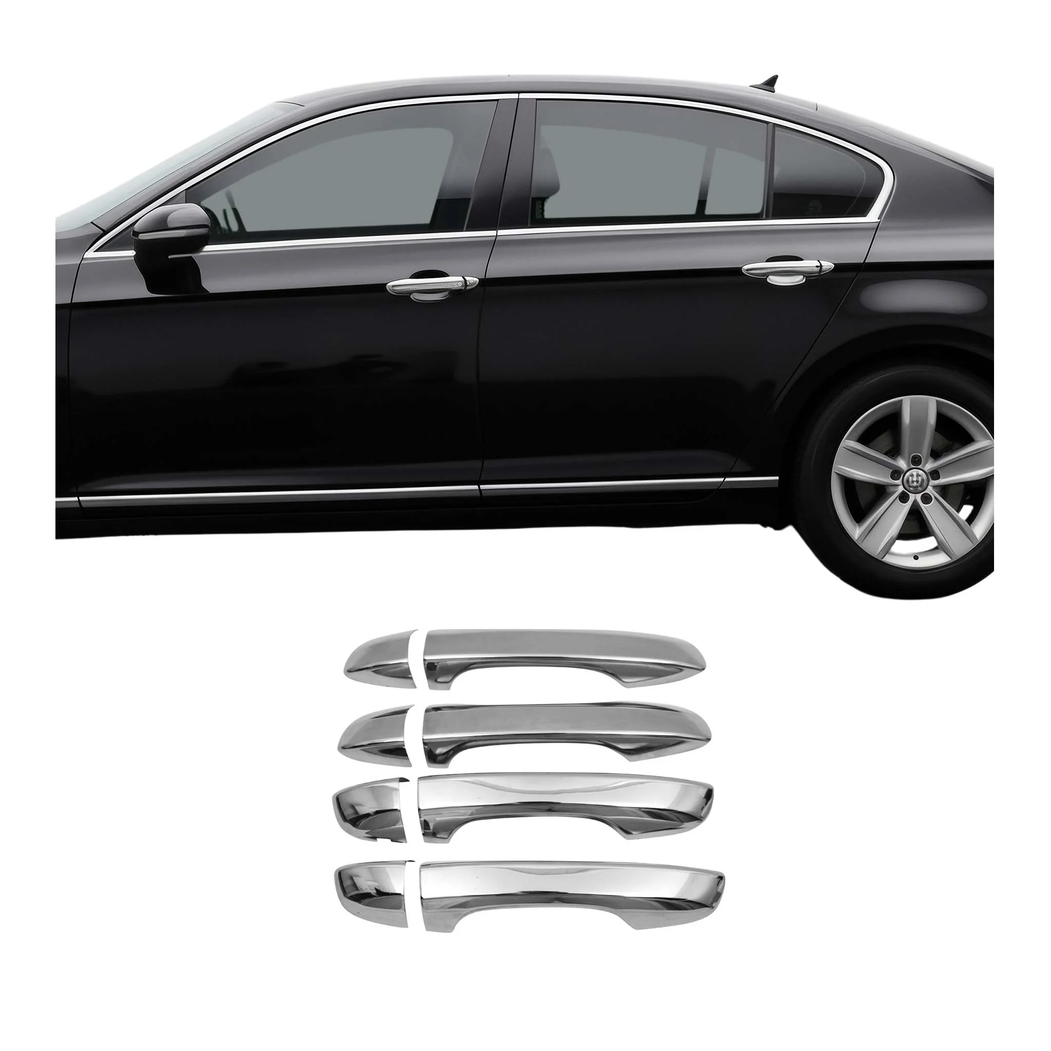 2018-2024 VW Tiguan Car Door Handle Cover Protector Stainless Steel Chrome 8 Pcs