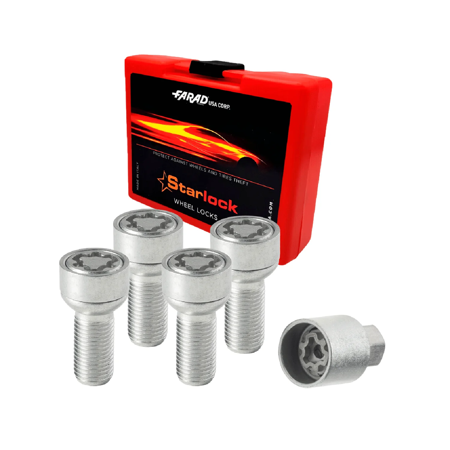 Wheel Lock Kit for Audi A1 / A3 / A4 / A5 M14X1,5 Bolt Galvanized Silver 4Locks