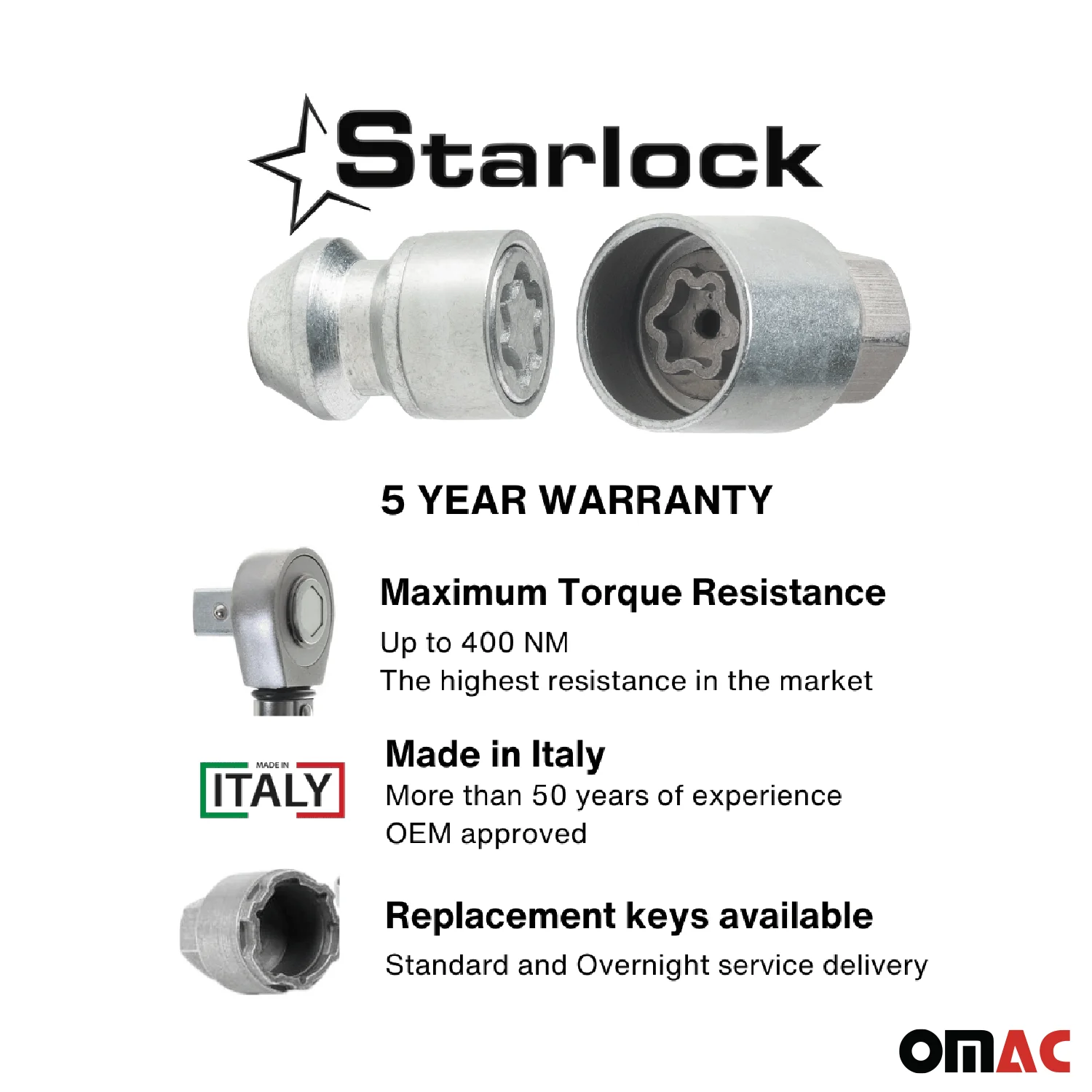 Wheel Lock Kit for GMC Terrain 2010-2017 M14X1,5 Galvanized Silver 4Locks & 1Key - Image 3