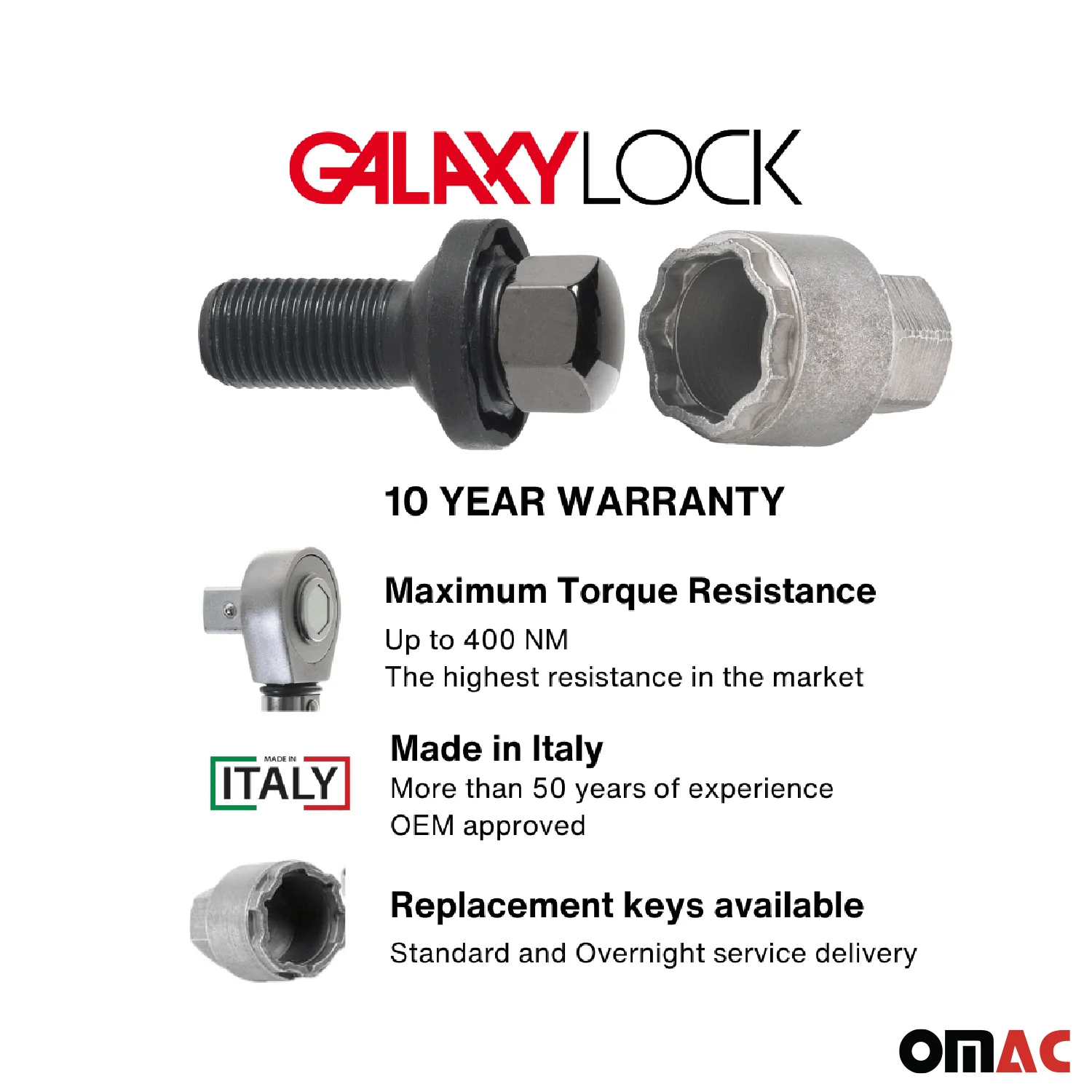 Wheel Lock Kit for Mercedes E-Class 2003-2012 M14X1,5 Chromed Black 4Locks&1Key - Image 3
