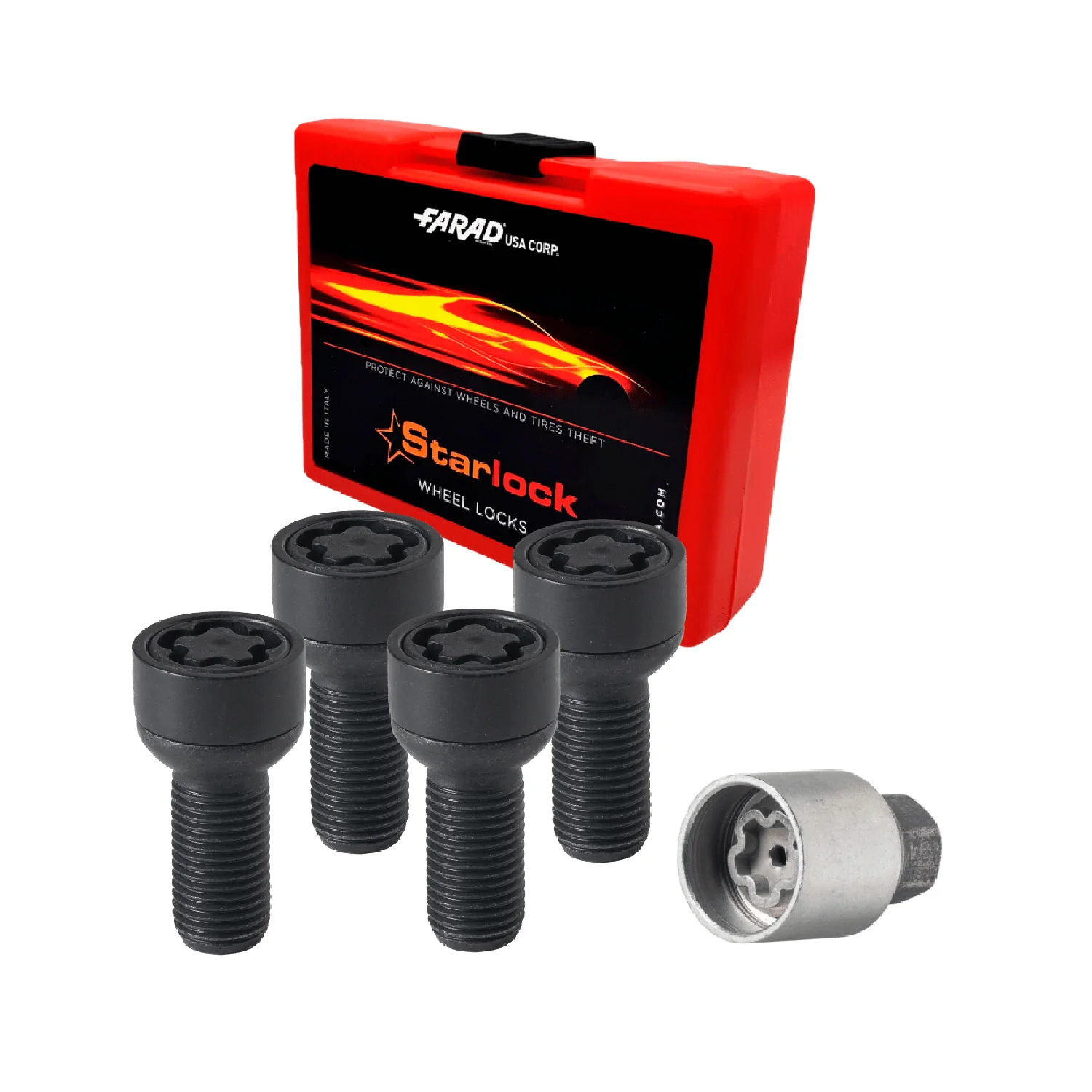Wheel Lock Kit for Mercedes E-Class M14X1,5 Bolt Black 4Locks & 1Key