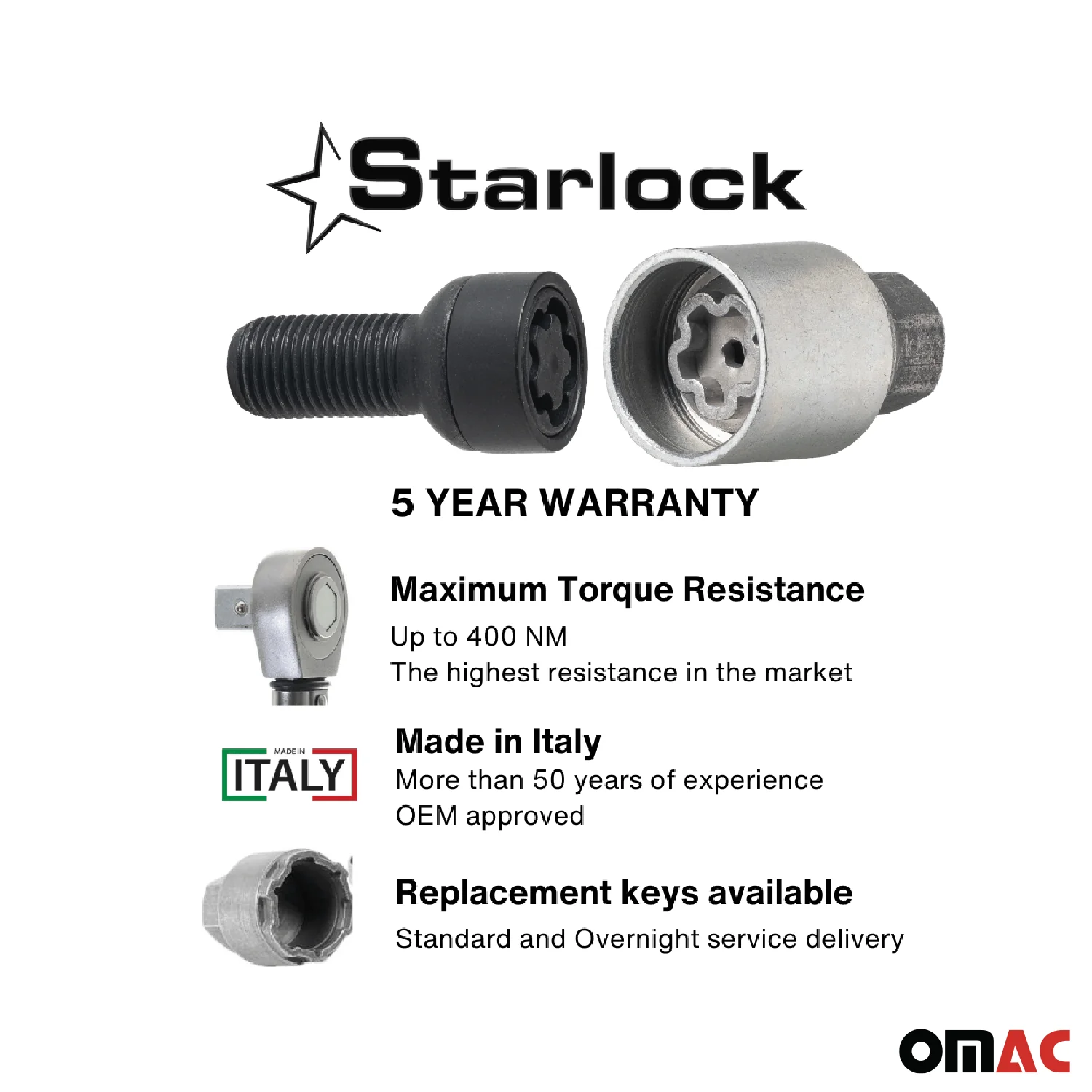 Wheel Lock Kit for Mercedes E-Class M14X1,5 Bolt Black 4Locks & 1Key - Image 3