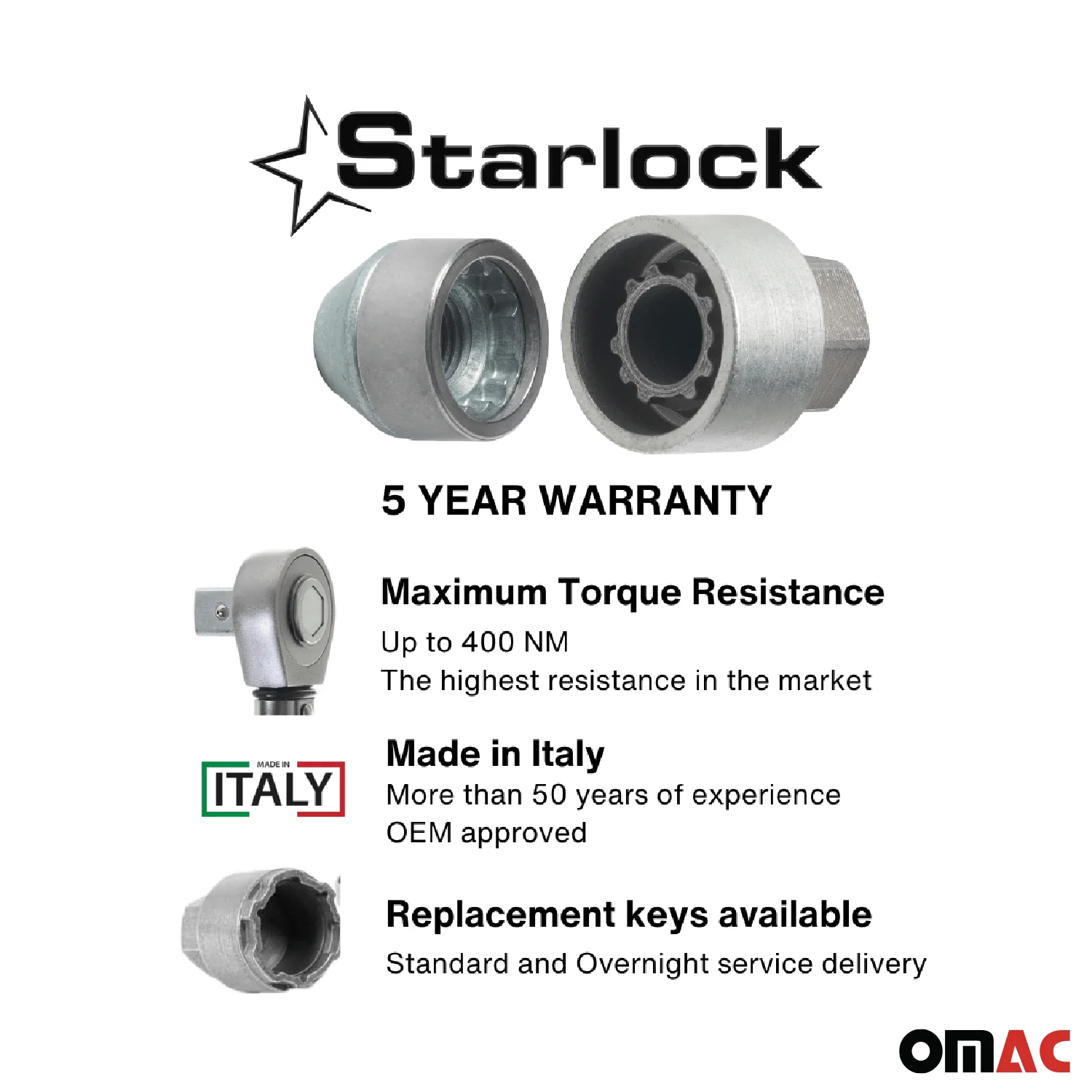 Wheel Lock Kit for RAM 2500 / 3500 M14X1,5 Nut Galvanized Silver 4Locks & 1Key - Image 3