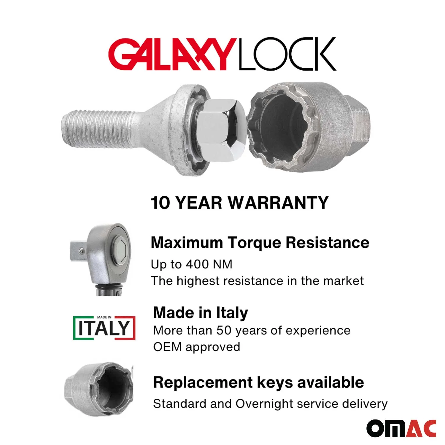 Wheel Lock Kit for Toyota BZ4X / Crown M14X1.25 Bolt Chromed 4Locks & 1Key - Image 3