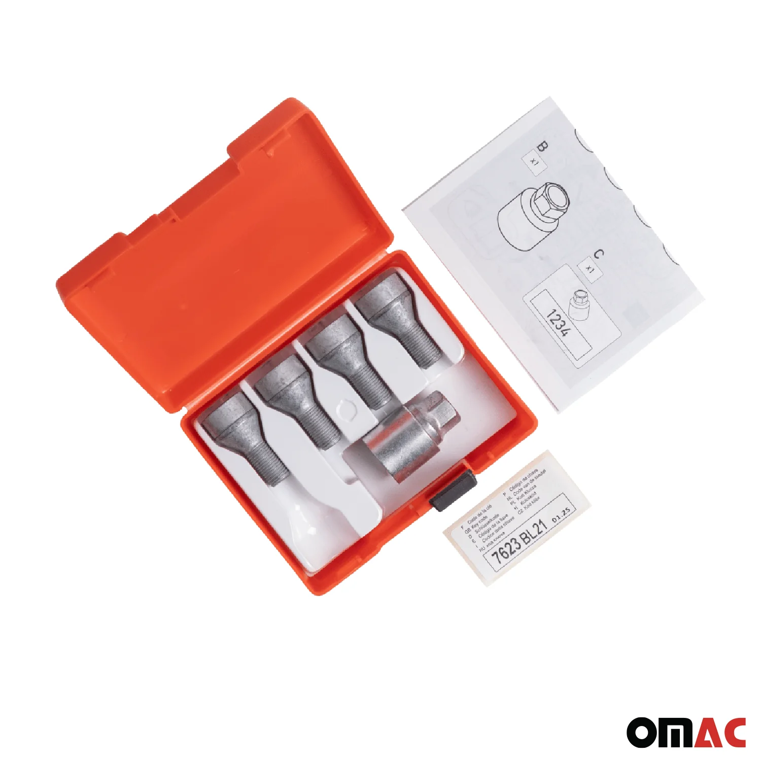Wheel Lock Kit for Toyota Supra M14X1,25 Bolt Galvanized Silver 4Locks & 1Key - Image 5