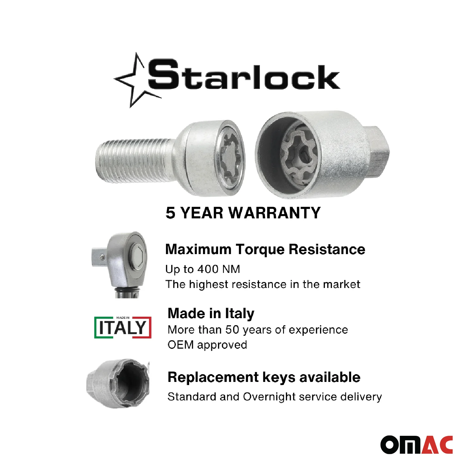 Wheel Lock Kit for Volvo XC60 M14X1,5 Bolt Galvanized Silver 4Locks & 1Key - Image 3