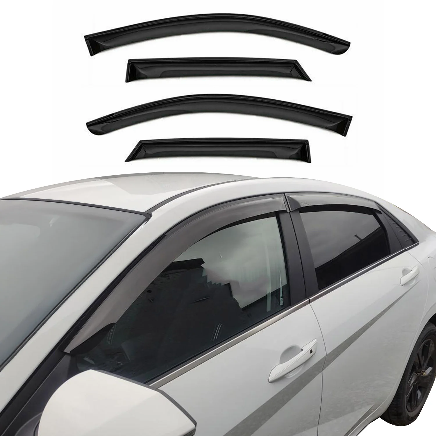 2014-2018 Kia Forte Window Visor Vent Rain Deflector 4Pcs Smoke