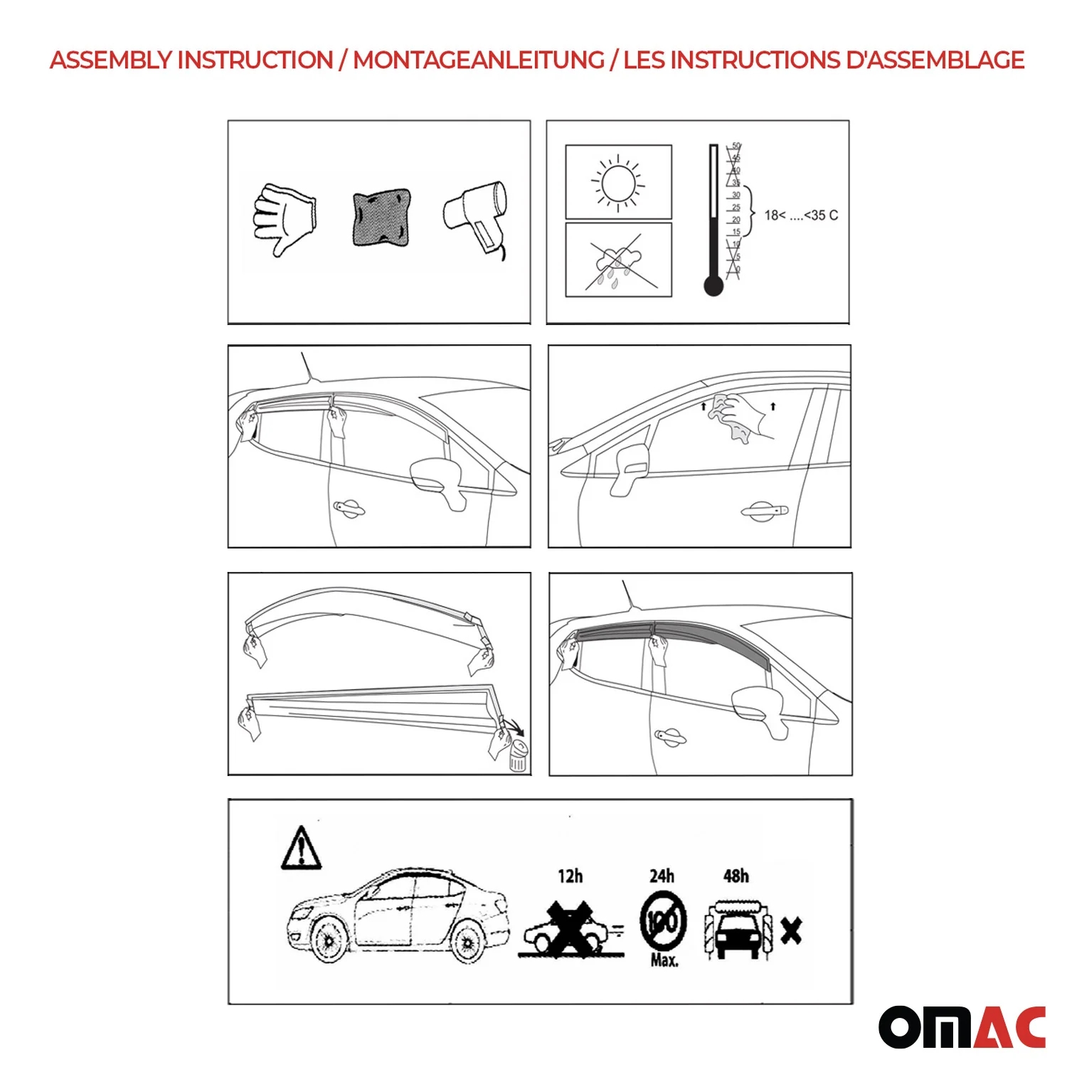 2019-2026 Toyota Corolla Sedan Window Visor Vent Rain Deflector 4Pcs Smoke - Image 7
